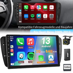 Android 13 Autoradio DAB+ Für Seat Ibiza IV 6J 2009-2013 KAM GPS NAVI SWC BT RDS