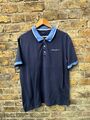 HACKETT Herren Poloshirt XL Kurzarm Baumwolle Slim Fit Golf Blau Vintage