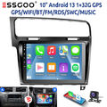 1+32GB 10" Android 13 Autoradio Apple Carplay GPS Navi KAM FM Für VW Golf VII 7