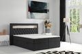 Boxspringbett DENVER mit LED und Bettkasten 180 x 200 cm Webstoff Schwarz Bett