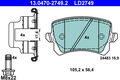 ATE 13.0470-2749.2 Bremsbelagsatz, Scheibenbremse für ,AUDI,SEAT,SKODA,VW