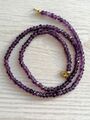 Gold Kette Collier Gelbgold 375 9K mit elegante Amethyst Kugeln , 45cm , Top!