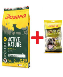 JOSERA Active Nature 12,5 kg - Hundefutter für aktive Hunde + Loopies Lamm 150 g