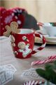 Clayre & Eef Deko Weihnachtstasse Lebkuchen Lollys Rot 325ml Weihnachten Keramik