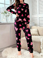 Damen Schlafanzug Pyjama langärmlige Weich Nachtwäsche herbst Hausanzug Lässig