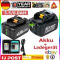 2X Ersetzen 18V 6000mAh Akku Für Makita BL1830 BL1860B Led Anzeige / Ladegerät