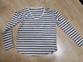 GAP Neuw Langarm Shirt Streifen Schwarz Beige Damen Ge M