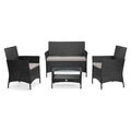 B-Ware SVITA BROOKLYN Polyrattan Sitzgruppe Lounge-Set Gartenmöbel Set Schwarz