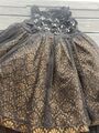 NEXT Mädchen Kleid gold schwarz Tüll Blumen edel festlich Gr 122 cm, 7 J