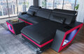 Ledercouch Sofa LED Leder Ecksofa Ledersofa Weiß Schwarz Eckcouch Catania L Form