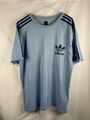 Adidas Originals T-Shirt Herren L blau gestreift adicolor 70er Oberteil gesticktes Logo