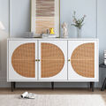 Sideboard Highboard Kommode Schrank mit 3 Rattan Türen Anrichte Küchenschrank