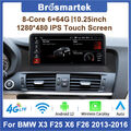 10,25'' Android 13 Autoradio CarPlay 6+64GB GPS Navi für BMW X3 F25 X4 F26 NBT