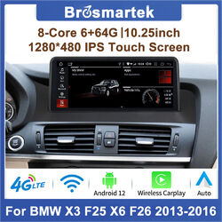 10,25'' Android 12 Autoradio CarPlay DAB+ 64G GPS Navi Für BMW X3 F25 X6 F26 NBT