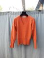 Edina Ronay Pullover orange V-Ausschnitt reines Kaschmir Gr. L UK 12-14