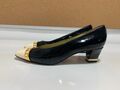 SANDRO VICARI VENEZIA Made in Italy Echt Leder Vintage Pumps Schwarz Weiß 39,5