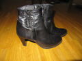 Tolle Stiefeletten Gr. 39 schwarz Glatt Leder von Pier One guter Zustand 