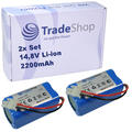 2x Trade-Shop Premium AKKU 14,8V 2200mAh Li-Ion ersetzt Ecovacs Dibea 4ICR19/65