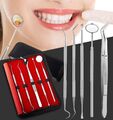 5er Dental Set Zahnreinigung Zahnsteinentferner Zahnsonde Zahnpflege Mundspiegel