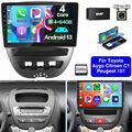 4+64G Android13 Autoradio CarPlay BT Für Toyota Aygo Citroen C1 Peugeot 107 DAB+