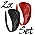 2er Set Doppelpack Damen Spitze C-String Slip Mini Bikini Schwarz Rot Tanga S/XL