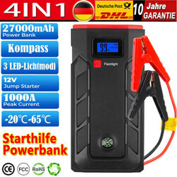 Auto KFZ Starthilfe Jump Starter Ladegerät Booster Powerbank 27000mAh 1000A NEU