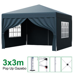 2x2m/3x3m Pop up Pavillon Faltpavillon mit 4 Seiten und Fenstern Partyzelt DHL