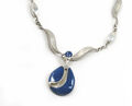 SILBER KETTE mit LAPISLAZULI ANHÄNGER °  STERLING SILBER COLLIER Lapis Lazuli