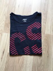 ASICS Damen T-Shirt Gr. S Blau / Rot Sportwear Women Fitness Freizeit