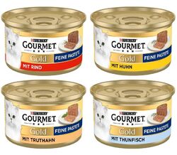 Purina GOURMET Gold Katzenfutter Nass Feine Pastete Fleisch & Fisch MIX 48x85g