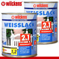 Wilckens 2 x 750 ml Weisslack 2in1 seidenmatt für innen und außen Geruchsarm