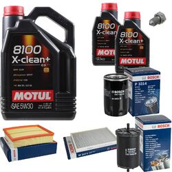 BOSCH Inspektionspaket 7L Motul 8100 X-clean+ 5W-30 für Audi A6 1.8 T 2.0