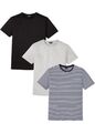 Neu Herren Basic T-Shirts im 3er Pack Gr 48/50 (M) Hellgrau Dunkelblau Schwarz