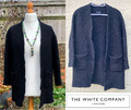 The White Company offene Strickjacke SCHWARZ klobig eng gestrickt, 57 % Wolle, UK 16 (12-16)