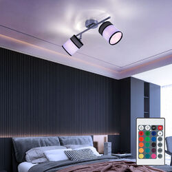 Deckenleuchte Spotlampe Deckenlampe beweglich RGB LED Dimmer Fernbedienung Stoff