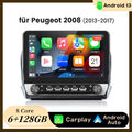 Autoradio Carplay Android 13 GPS Navi BT SWC 128G Für Peugeot 2008/208 2012-2018