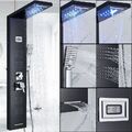Schwarz Duschpaneel Edelstahl LED Duschsyste Set Duscharmatur Regendusche Brause
