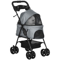 Hundewagen Pet Stroller für kleine Hunde Haustierwagen klappbar Oxford GrauMit Bodenkorb✓ Komfort✓ Sicher✓ Einfache Montage