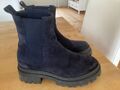 Tamaris Chelsea Plateau Boots Stiefelette Leder Blau Gr. 37