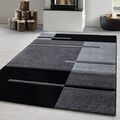 Wohnzimmer Teppich, Kariert design Schwarz - Grau, Modern Konturenschnitt