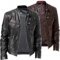 Herren Lederjacke kunstlederjacke Übergangsjacke Bikerjacke Motorrad Schwarz