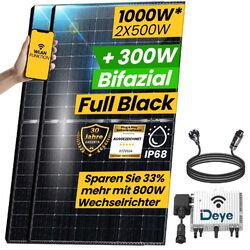 1000W Bifazial PV Balkonkraftwerk Komplettset mit Deye 800W WIFI Wechselrichter☀️Bifazial Solaranlage🔋  WIFI Wechselrichter 💝