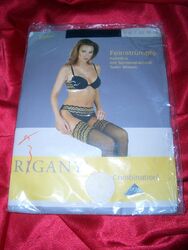 Sexy halterlose Glanz Nylons Strümpfe breite Spitze Gr. 9,5-10 schwarz OVP