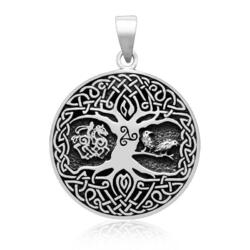 Yggdrasil Lebensbaum Silber Amulett Sleipnir Anhänger Pendant 925 Celtic Kette