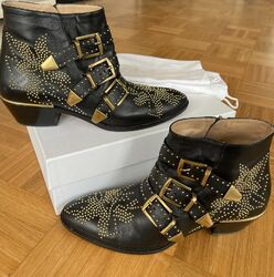 Beliebteste CHLOÉ Stiefeletten Gr. 39 NP 975 € schwarz mit goldenen Nieten