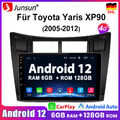 Für Toyota Yaris XP90 2005-2012 6+128GB Autoradio GPS Navigation 9"Android12 DAB