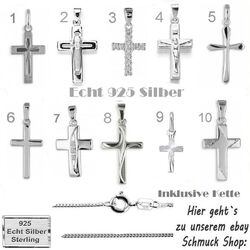 Kreuz Anhänger & Kette 925 Silber ⭐️⭐️⭐️⭐️⭐️ Damen Herren Kinder ECHT Schmuck ✅