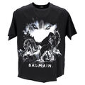 Balmain T-Shirt Mit Rundhalsausschnitt Und Wolfsprint Aus Schwarzer Baumwolle