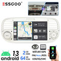 Autoradio 7" Carplay 2+64G Android 13 GPS NAVI WIFI RDS BT Für Fiat 500 2007-15