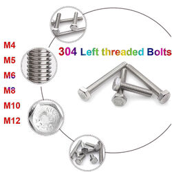 DIN933 Sechskantschrauben links Gewinde Schraube M4 M5 M6 M8/10 M12 Edelstahl A2